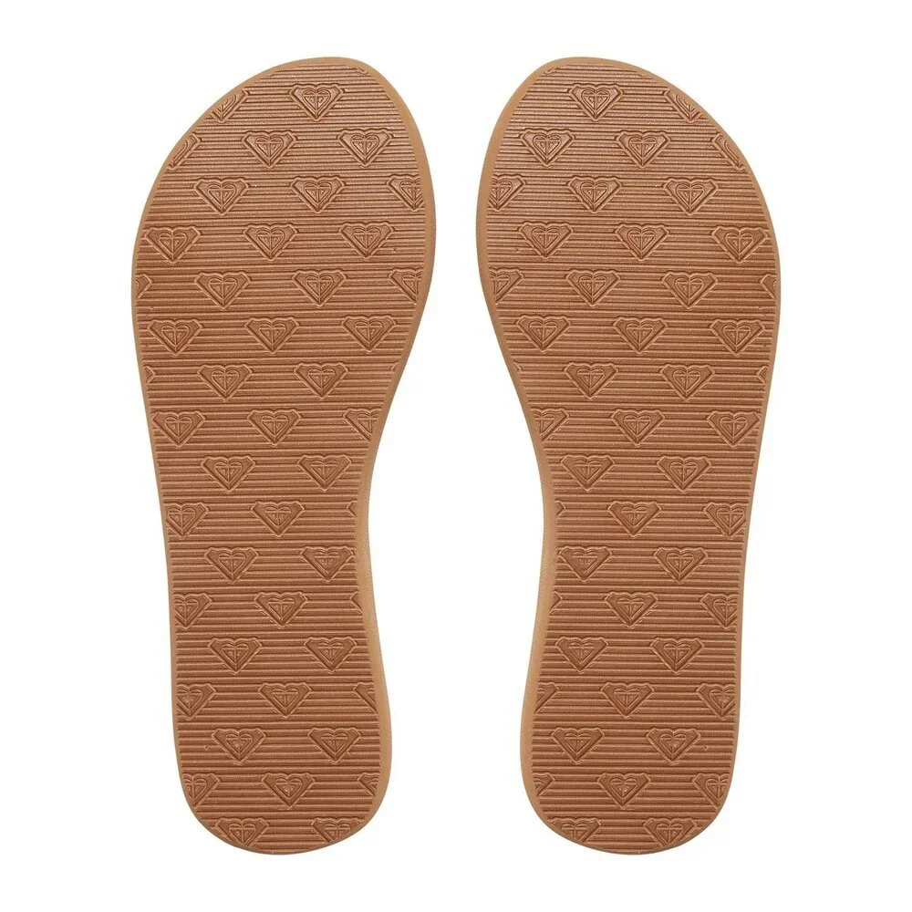 Roxy Girl's RG Lahaina Flip Flop Sandals Flat White/Tan 5 M US Big Kid